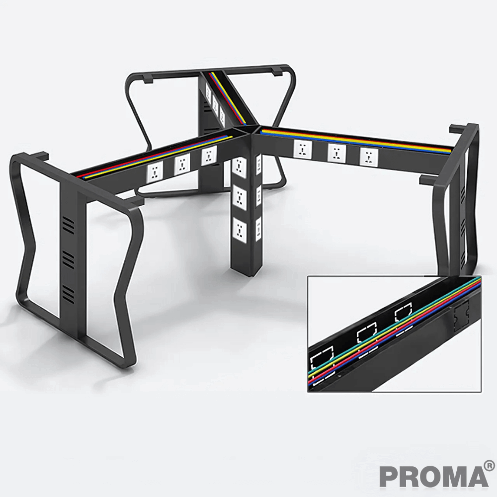 [Pre-order] โต๊ะทำงาน Proma-POD-05 สีขาว/ดำ แบบ 7 ที่นั่ง (มีตู้เอกสาร)_8